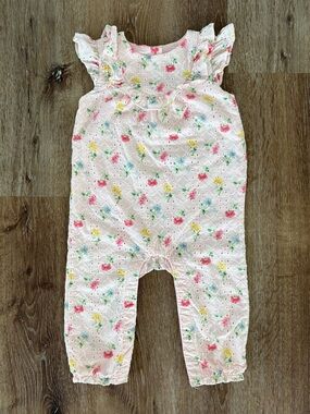 Janie and Jack Floral Pink Eyelet Jumpsuit Size: 12-18 months |Vacation